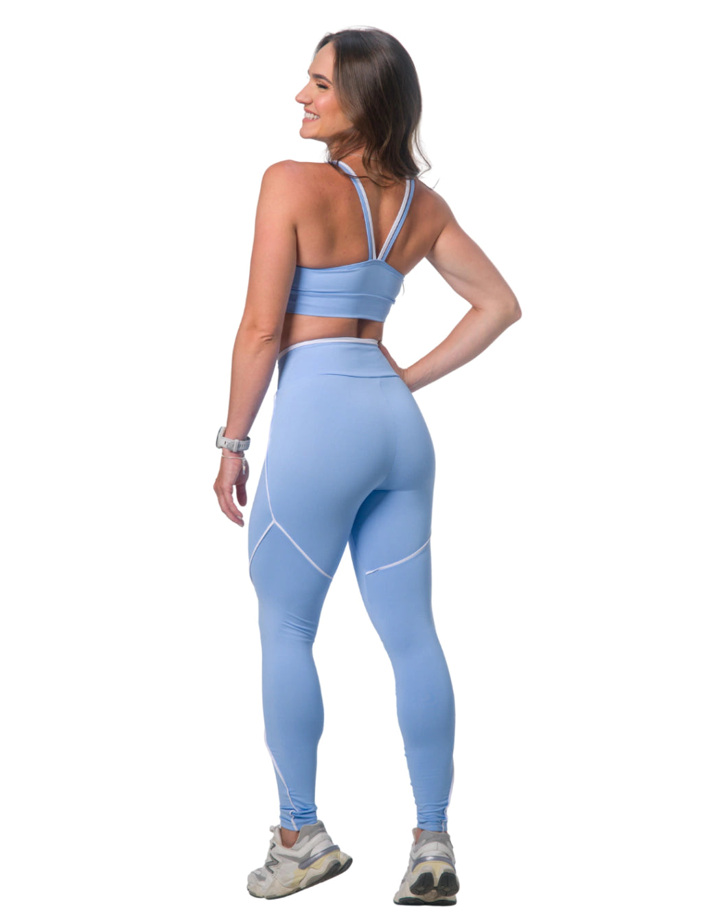 Legging azul bebé c/branco
