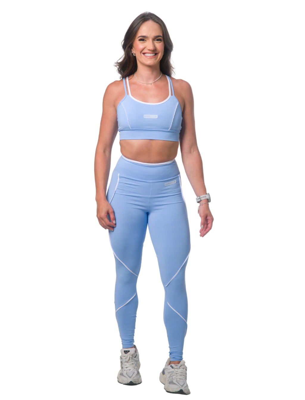 Legging azul bebé c/branco