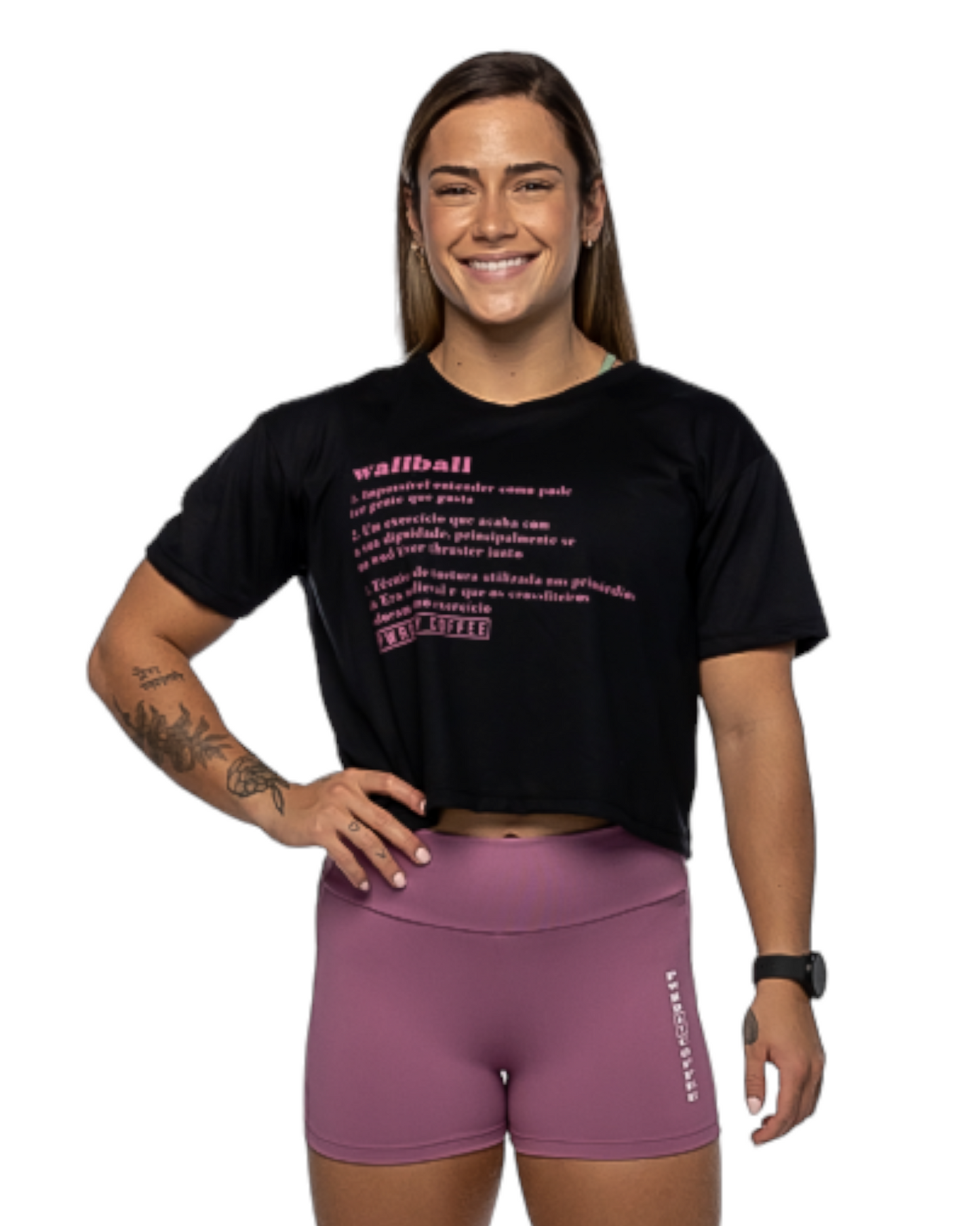 Cropped Amanda Preto com Roxo Medusa